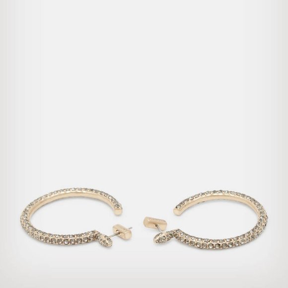 Allsaints Seren Pave Gold-Tone Hoop Earrings - Picture 7 of 8